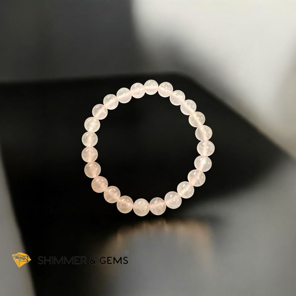 Rose Quartz Madagascar 8mm Bracelet with 14k gold filled bead