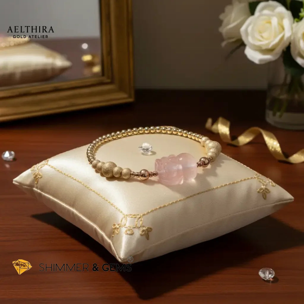 Rose Quartz Pixiu Bracelet in 14k gold-filled setting Bracelet