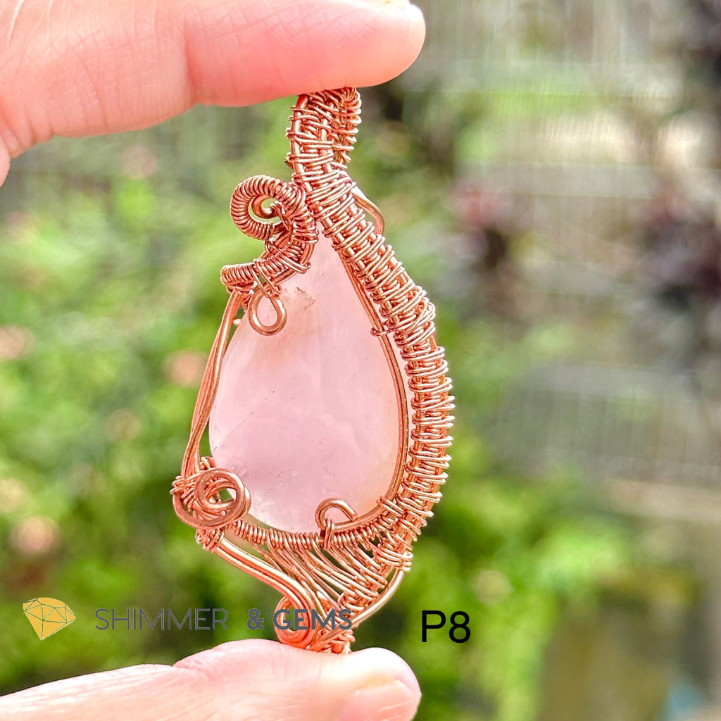 Rose Quartz Wire-Wrapped Pendant (Stainless Steel) Brazil Photo 8