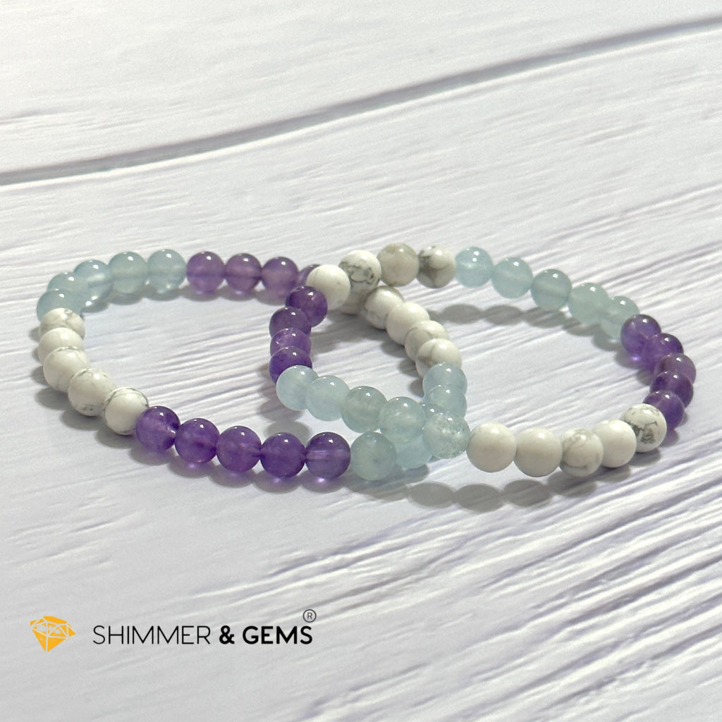 Sleep Well Remedy Bracelet (Howlite, Aquamarine & Amethyst 6mm)