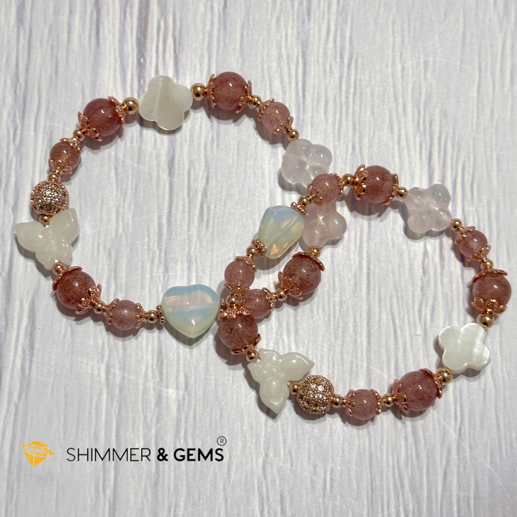 Strawberry Quartz Crystal Fairy Bracelet (Make A Wish!)