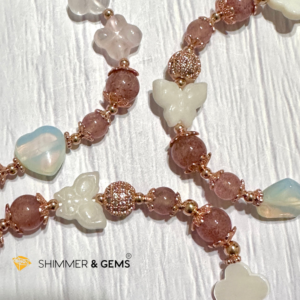 Strawberry Quartz Crystal Fairy Bracelet (Make A Wish!)