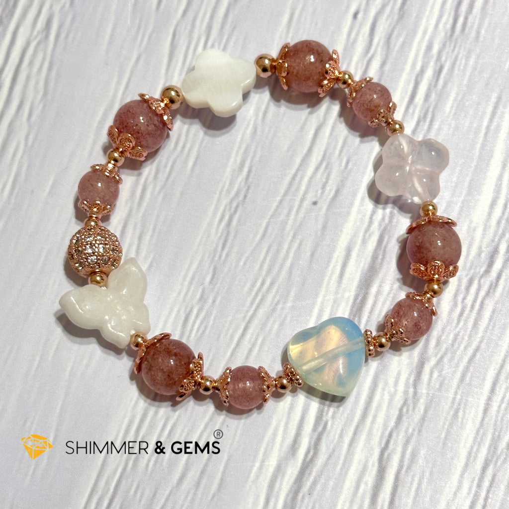Strawberry Quartz Crystal Fairy Bracelet (Make A Wish!)