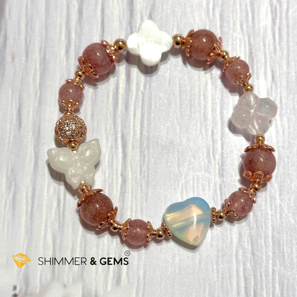 Strawberry Quartz Crystal Fairy Bracelet (Make A Wish!)