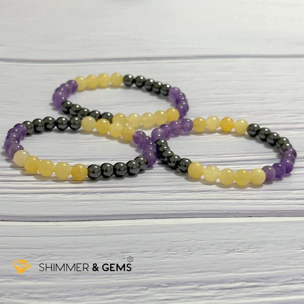 Study & Exams Remedy Bracelet (Hematite, Calcite, Amethyst 6mm)