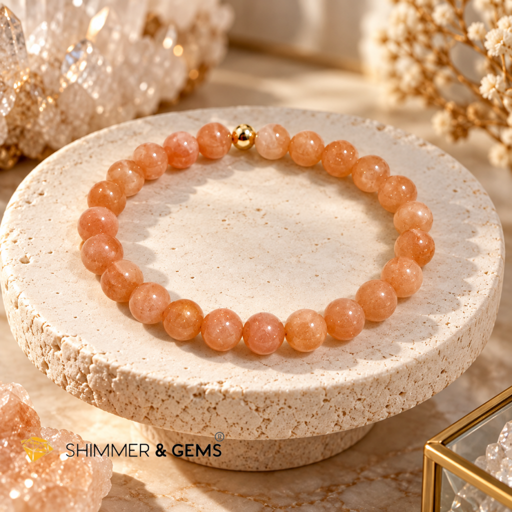 Sunstone 6mm Bracelet with 14k gold filled (Premium)