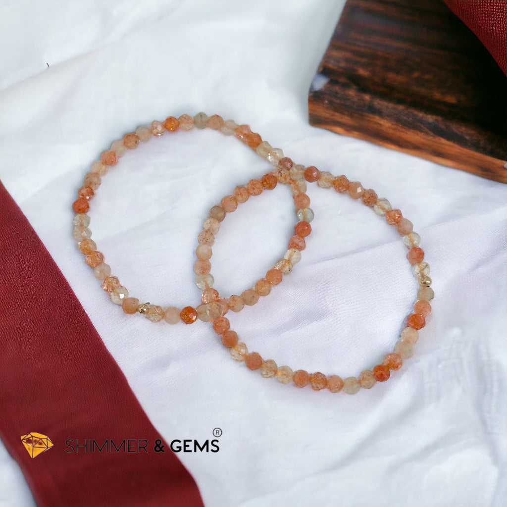 Sunstone Arusha 4mm Faceted Bracelet with 14k gold filled bead (AAA grade)