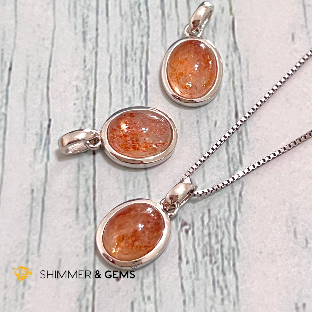 Sunstone Oval 925 Silver Pendant