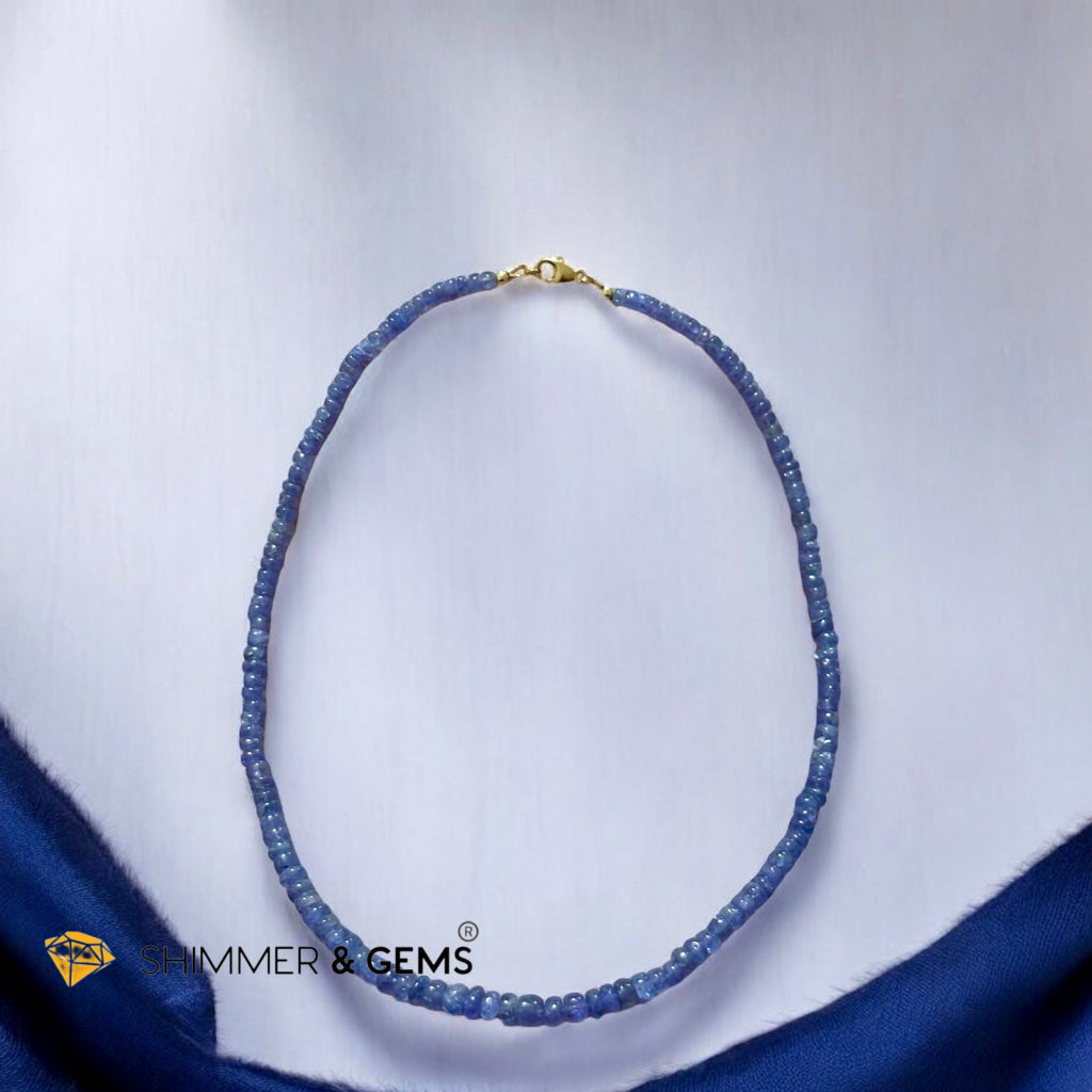 Tanzanite 6mm Rondelle Necklace with 14k gold filled finish (44cm) Tanzania