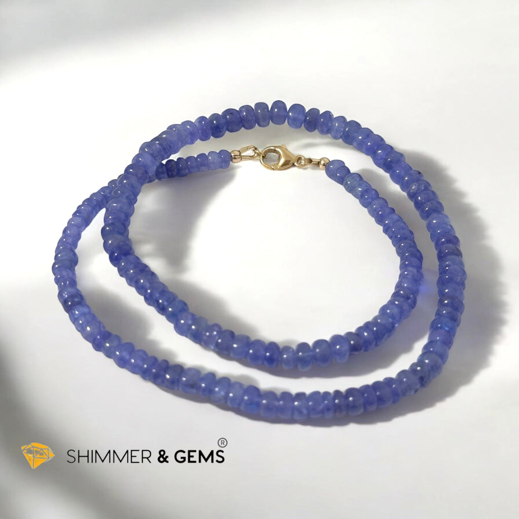 Tanzanite 6mm Rondelle Necklace with 14k gold filled finish (44cm) Tanzania