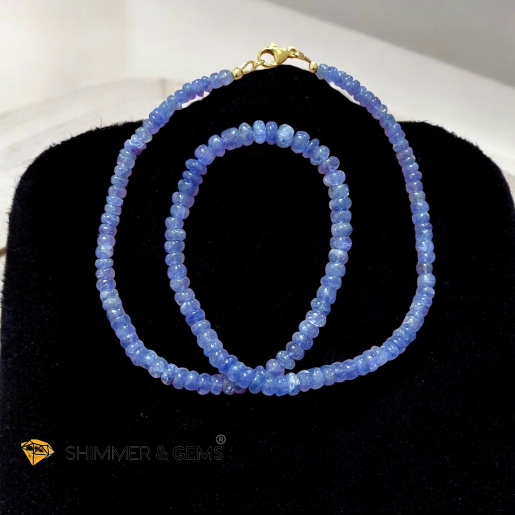 Tanzanite 6mm Rondelle Necklace with 14k gold filled finish (44cm) Tanzania