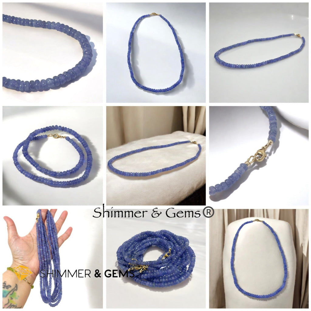 Tanzanite 6mm Rondelle Necklace with 14k gold filled finish (44cm) Tanzania