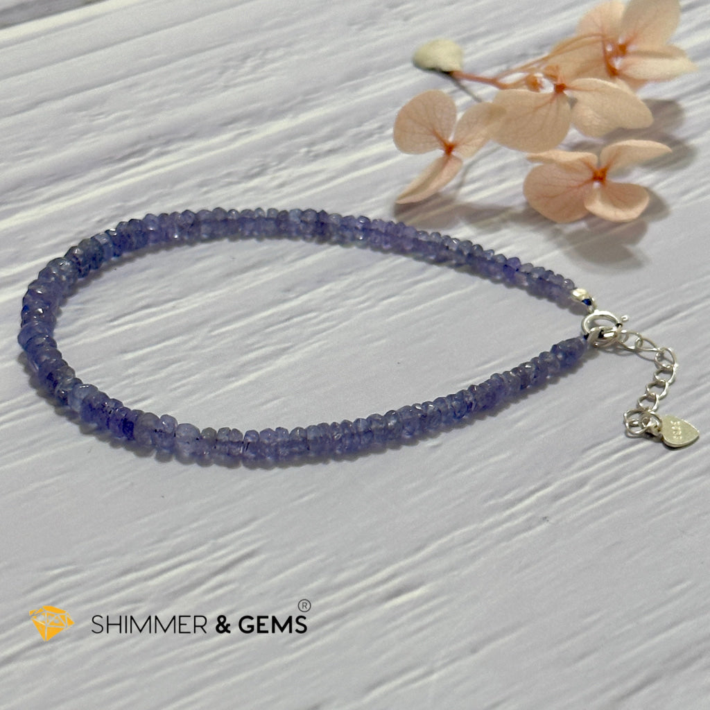 Tanzanite 925 Silver Bracelet (3-3.5mm Rondelle)