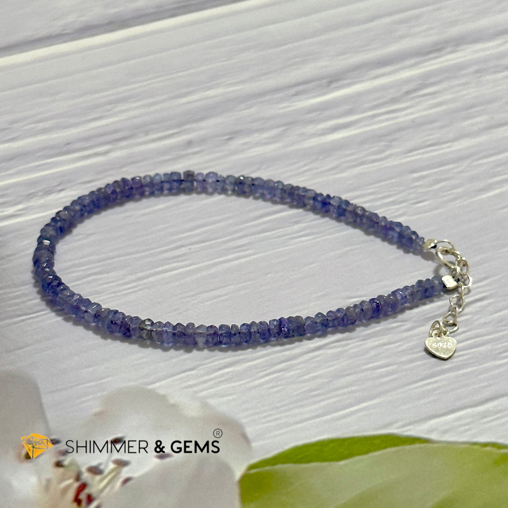 Tanzanite 925 Silver Bracelet (3-3.5mm Rondelle)