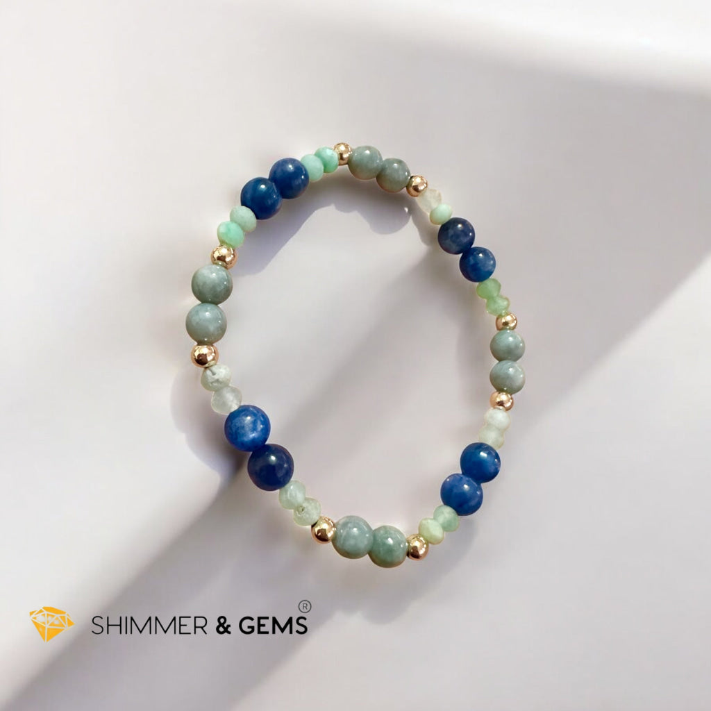 Vital Core Bracelet (Health Recalibration Lightfield) Burma Jade, Chrysoprase & Blue Kyanite by Audrey