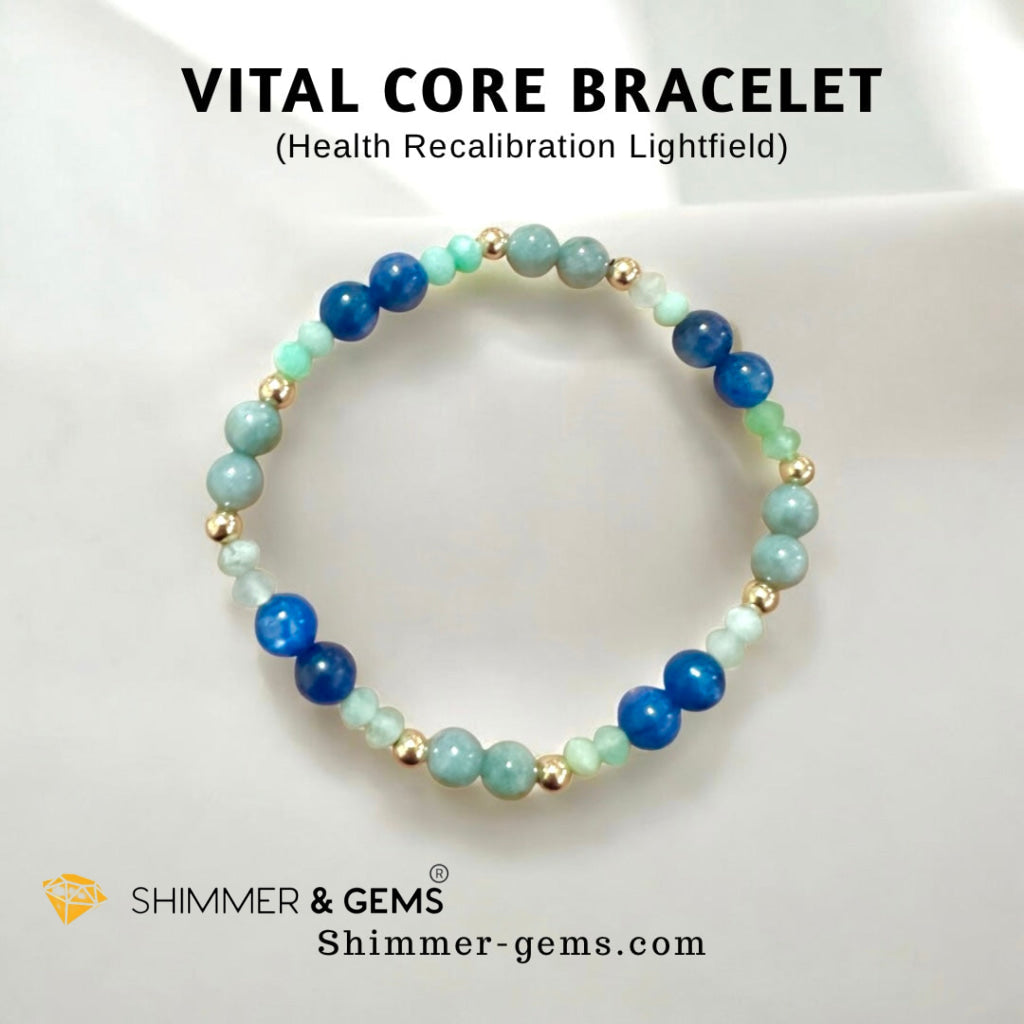 Vital Core Bracelet (Health Recalibration Lightfield) Burma Jade, Chrysoprase & Blue Kyanite by Audrey