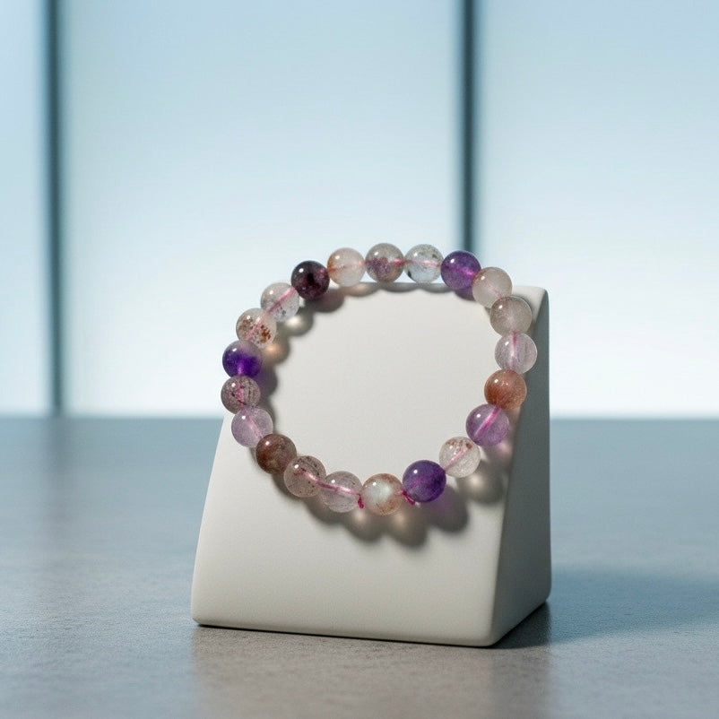 Super 7, 9mm Bracelet (Top Grade, AAAA) Good Health & Luck