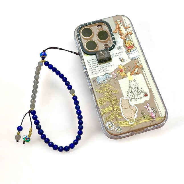 Lapis Lazuli & Labradorite Phone Chain Accessory with Ruyi Charm (Premium Quality with Stainless Steel Beads)