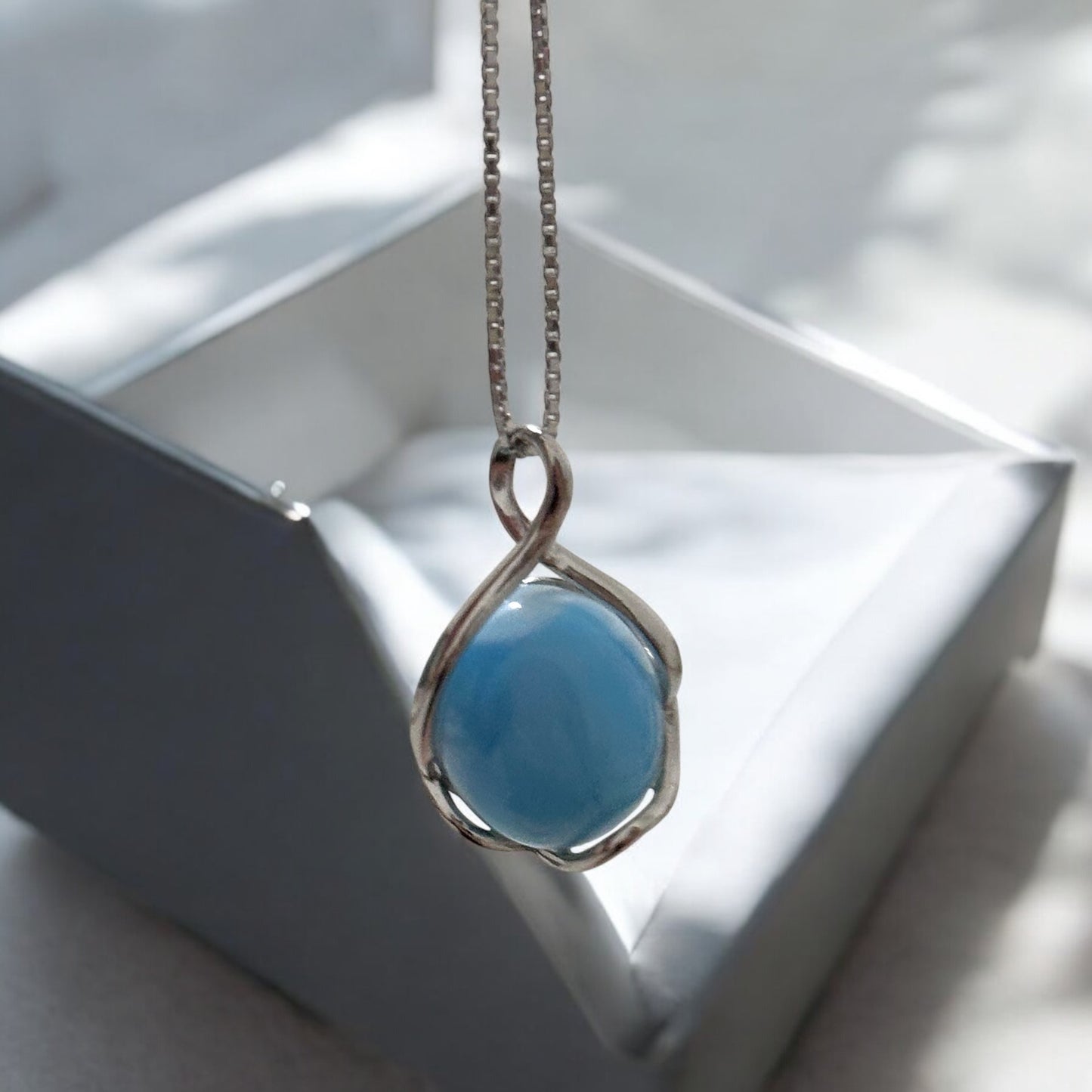 Larimar Oval Pendant 925 Silver (20-25mm)