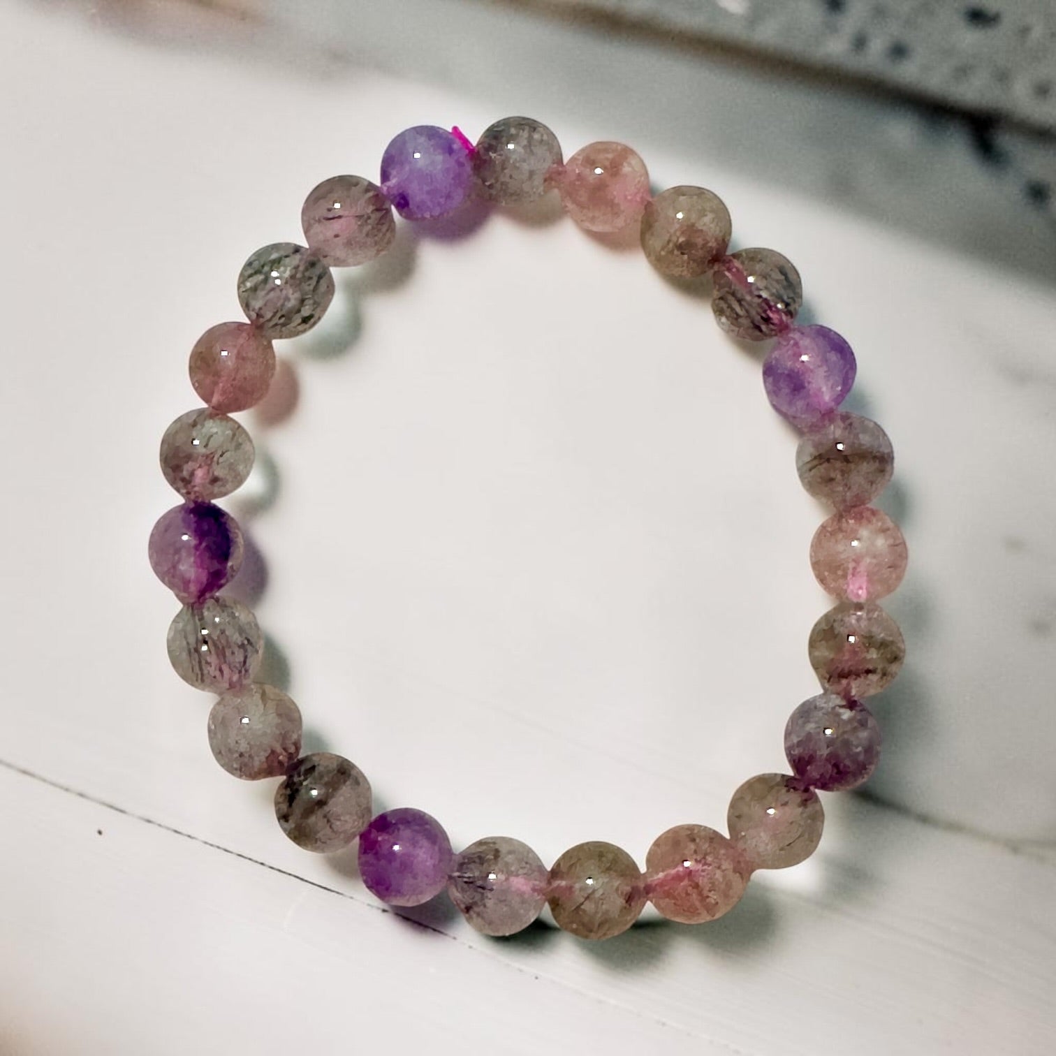 Super 7, 8mm Bracelet (Top Grade, AAAA) Good Health & Luck