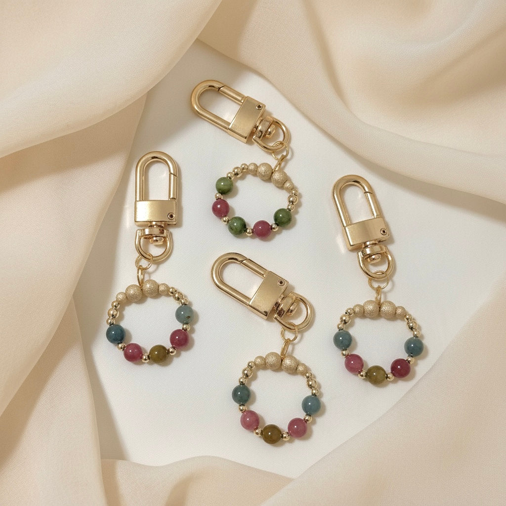 Macaron Tourmaline Stress Release Bag Charm in 14k Gold Filled by Audrey