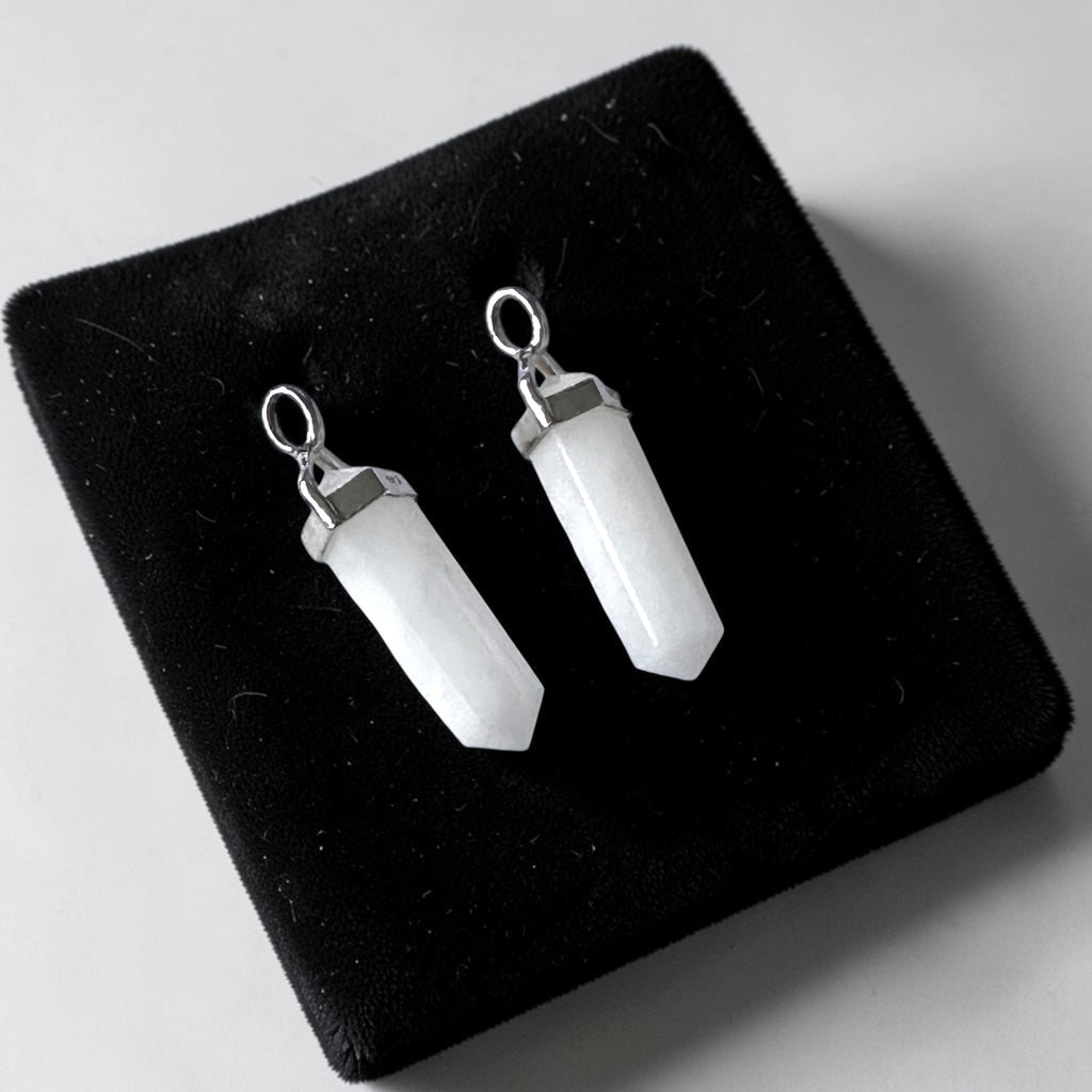 White Jade Double Pointer Pendant in 925 Silver (Effortless Wealth)