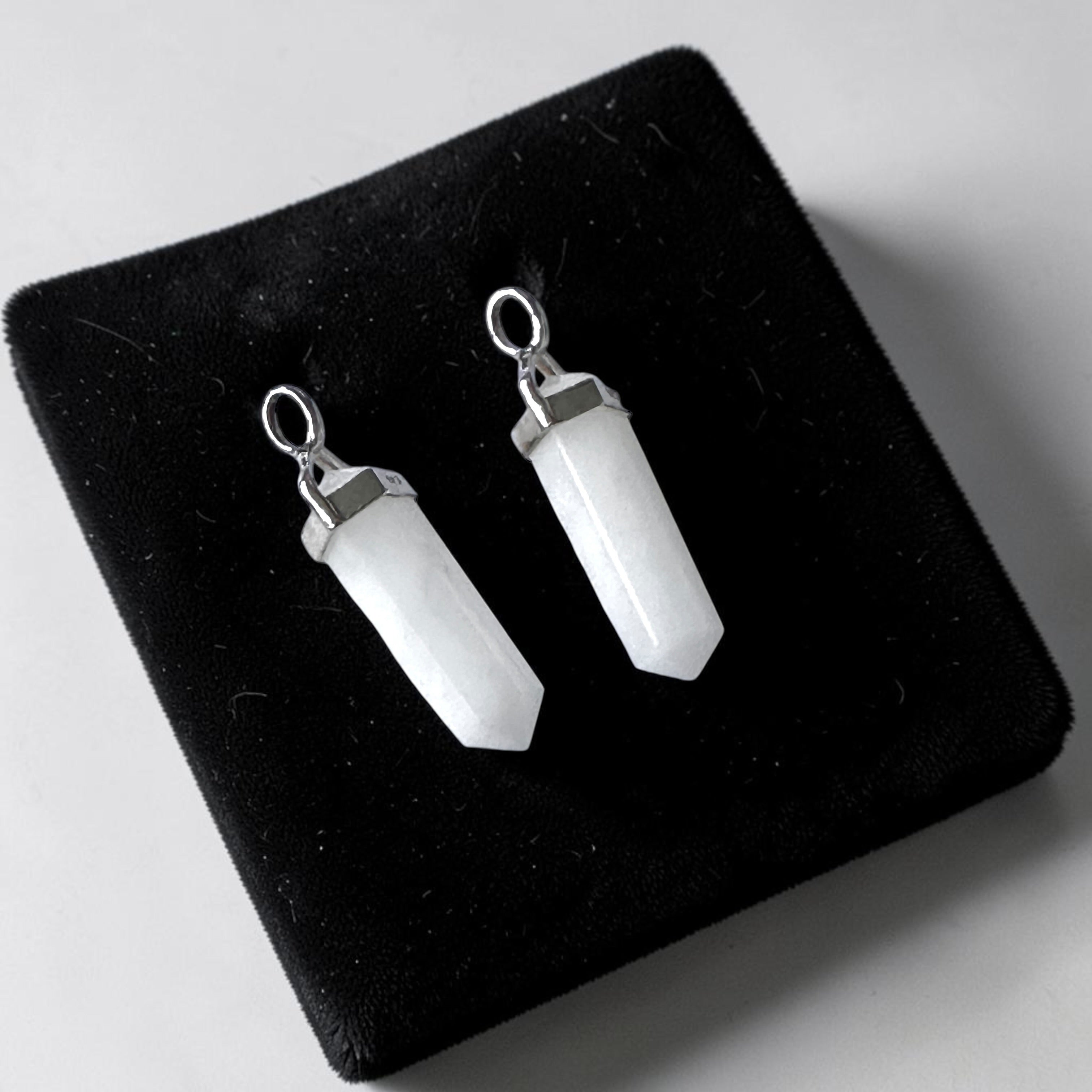 White Jade Double Pointer Pendant in 925 Silver (Effortless Wealth)