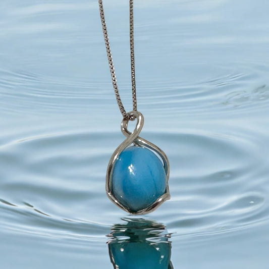 Larimar Oval Pendant 925 Silver (20-25mm)