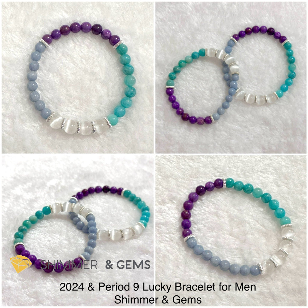 2024 New Year & Period 9 Lucky Bracelet (6mm) For Men by Audrey