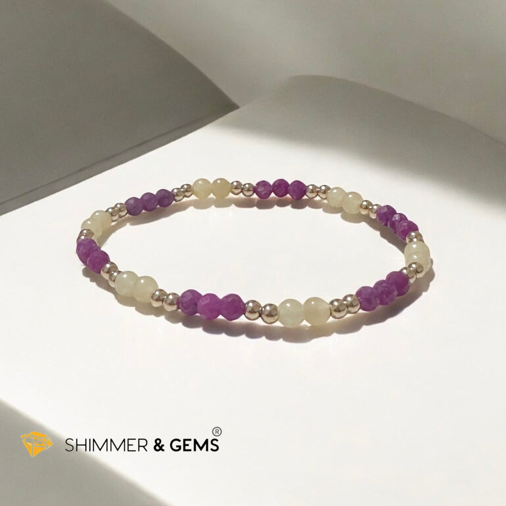 2025 Lucky Bracelet by Audrey (4mm) High Grade Ruby & Yellow Jade with 14k Gold Filled Beads