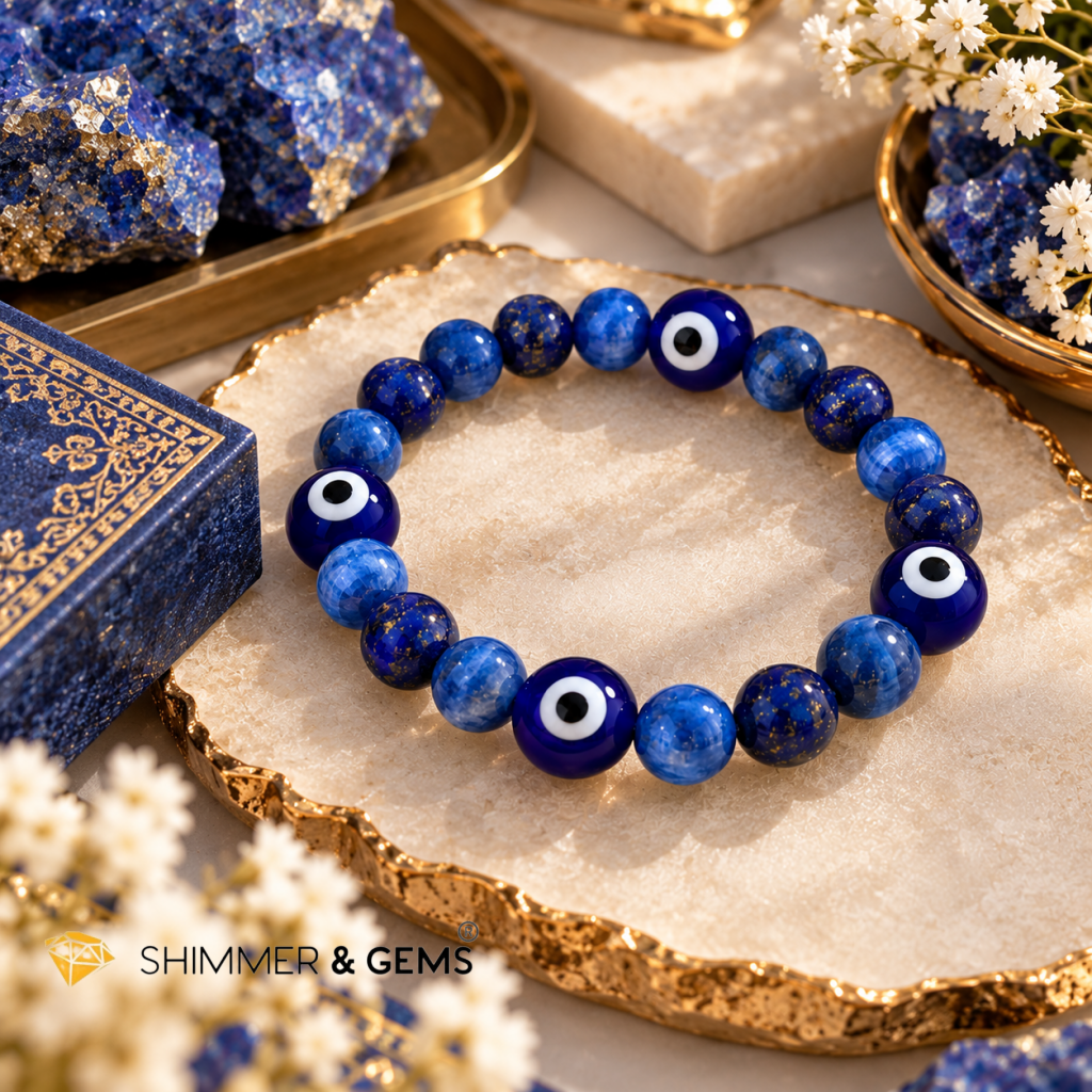 2027 ANTI-SCAM & COMPETITION SHIELD BRACELET By Audrey (Lapis Lazuli, Blue Kyanite & Evil Eye Glass Bead) Limited Stocks Only!