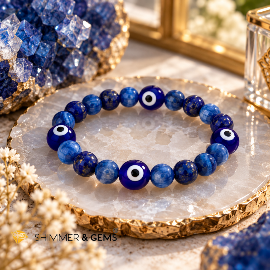 2027 ANTI-SCAM & COMPETITION SHIELD BRACELET By Audrey (Lapis Lazuli, Blue Kyanite & Evil Eye Glass Bead) Limited Stocks Only!