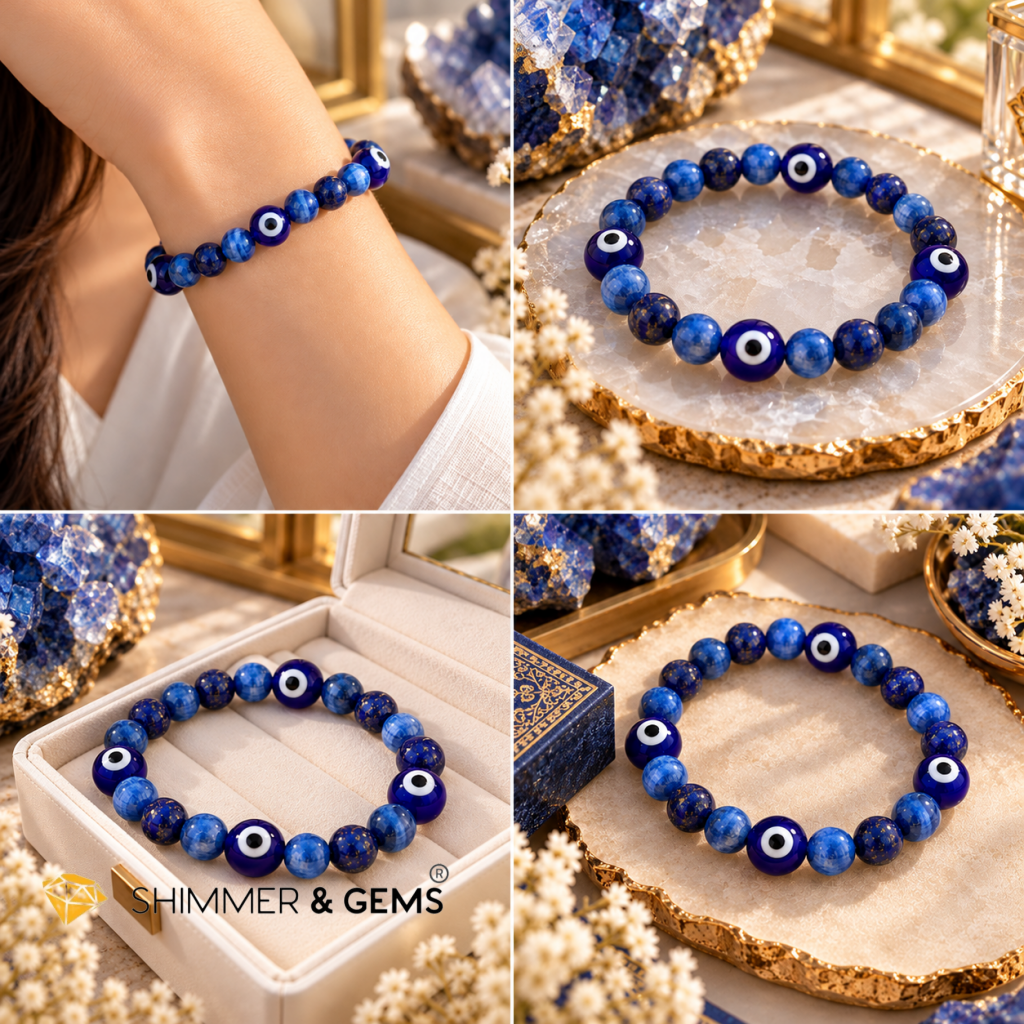 2027 ANTI-SCAM & COMPETITION SHIELD BRACELET By Audrey (Lapis Lazuli, Blue Kyanite & Evil Eye Glass Bead) Limited Stocks Only!
