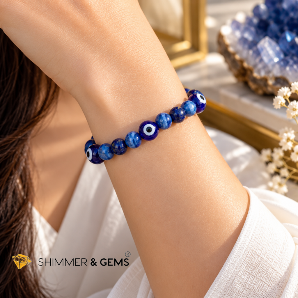 2027 ANTI-SCAM & COMPETITION SHIELD BRACELET By Audrey (Lapis Lazuli, Blue Kyanite & Evil Eye Glass Bead) Limited Stocks Only!