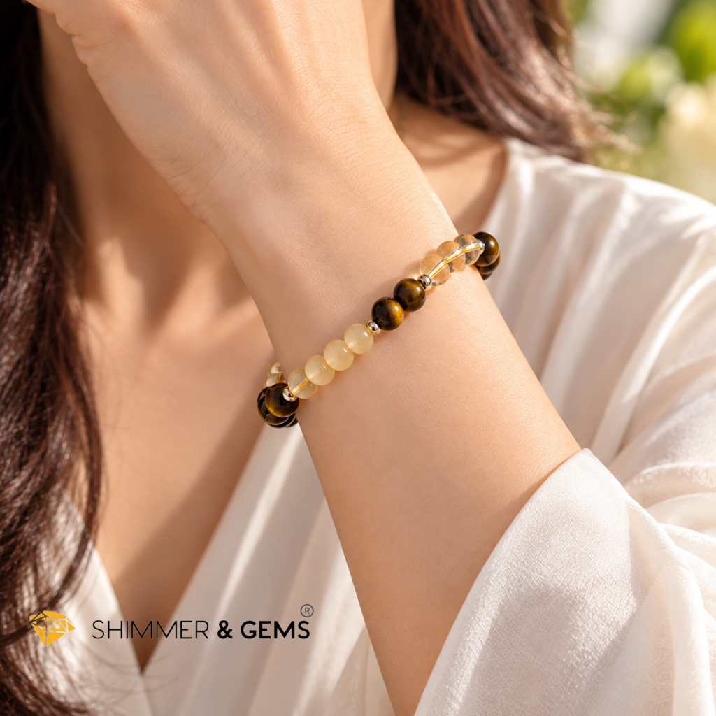 2027 WEALTH ACTIVATOR BRACELET By Audrey (Golden Calcite, Smoky Quartz, Citrine & Tiger’s Eye) Limited Stocks Only!