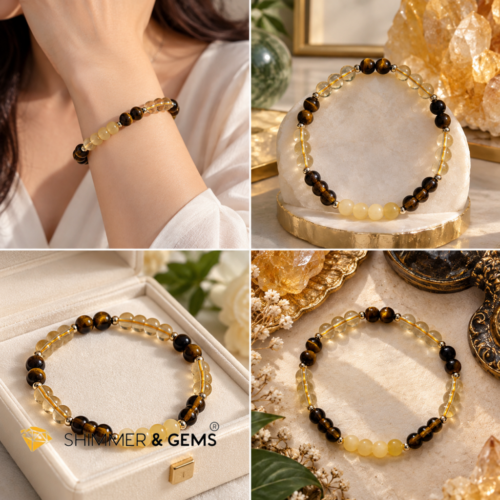 2027 WEALTH ACTIVATOR BRACELET By Audrey (Golden Calcite, Smoky Quartz, Citrine & Tiger’s Eye) Limited Stocks Only!