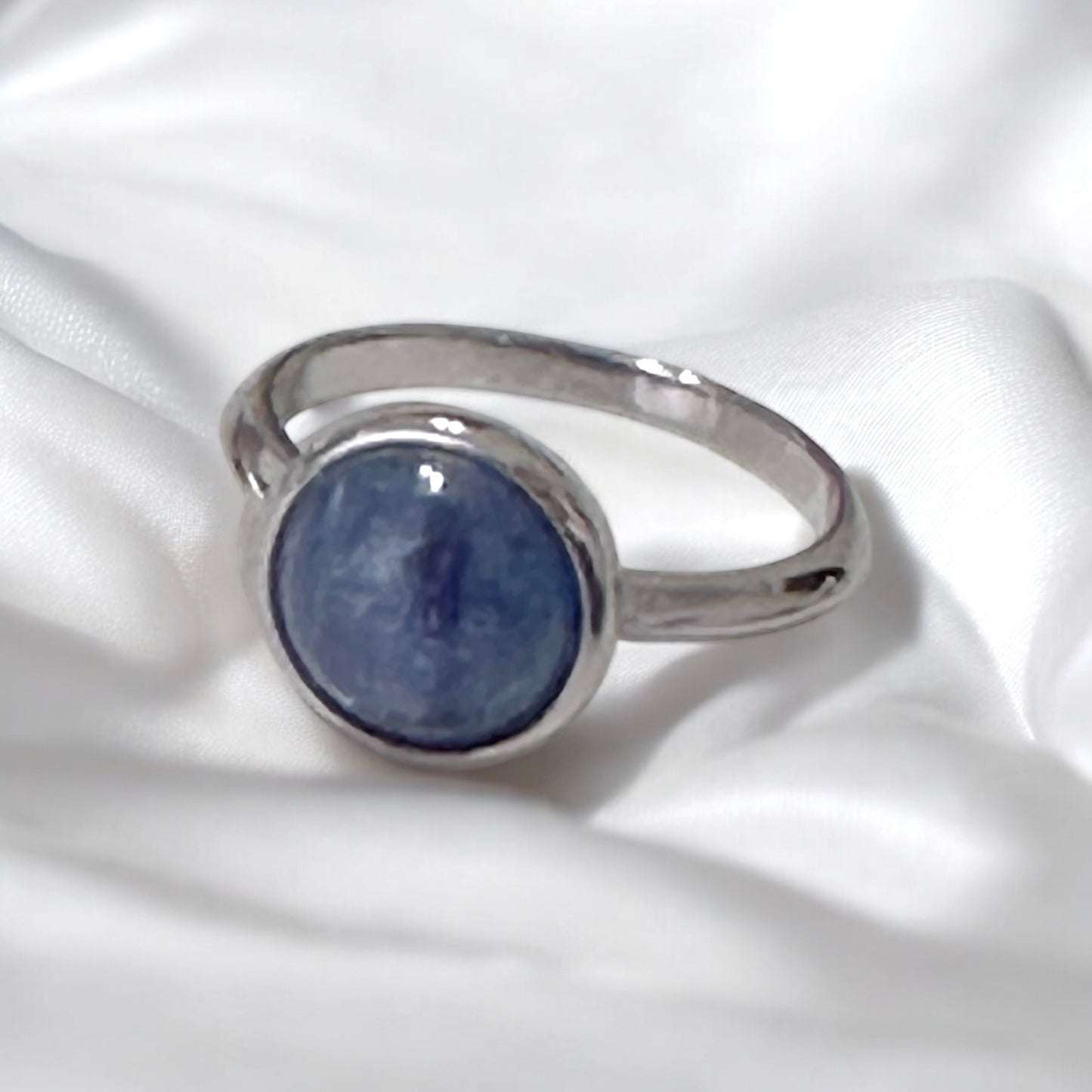 Blue Kyanite 10mm Round 925 Silver Ring (Brazil)