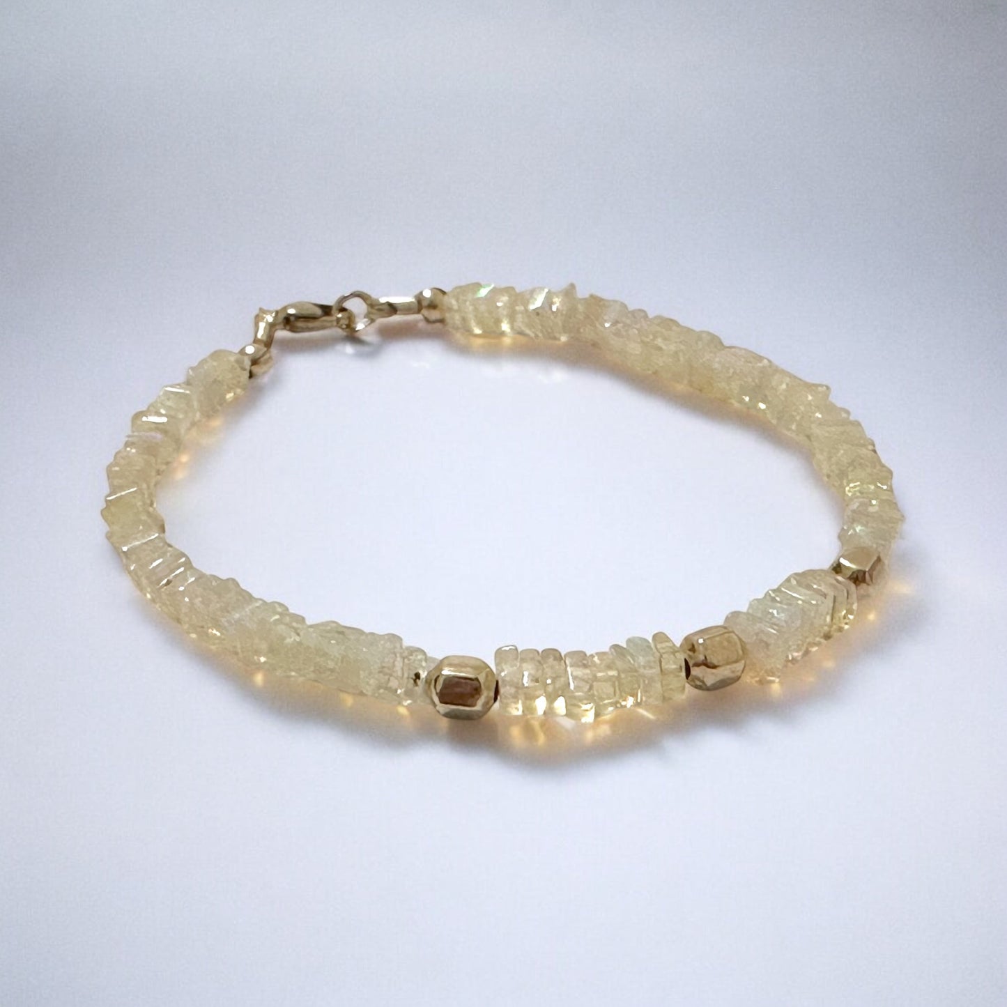 Ethiopian Opal Rondelle 3x4mm Bracelet with Gold-Filled Clasp and Beads (AAA Grade)