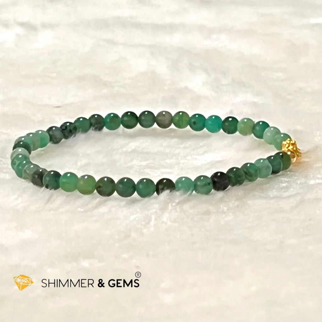 24k Pure Gold 999 3D Pixiu Emerald Bracelet