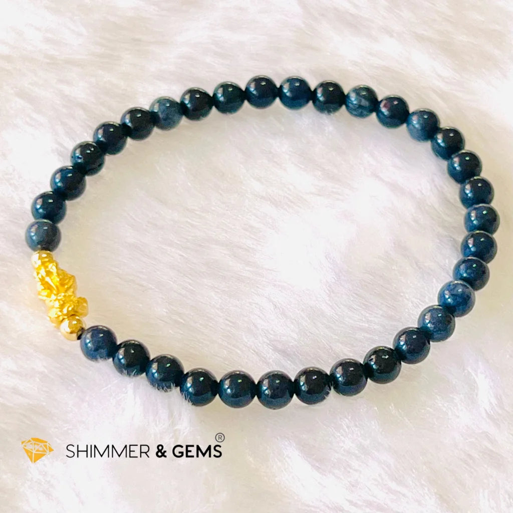 24k Pure Gold 999 Pixiu Blue Sapphire Bracelet
