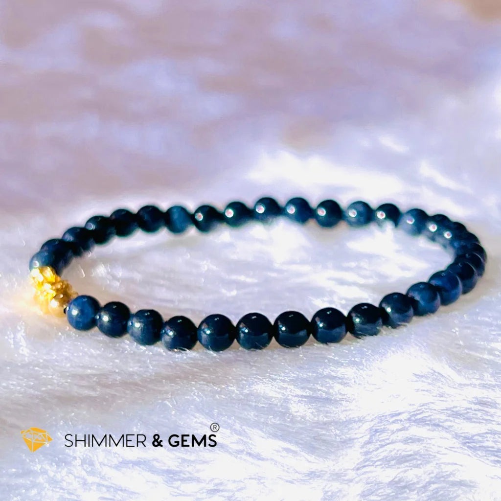 24k Pure Gold 999 Pixiu Blue Sapphire Bracelet