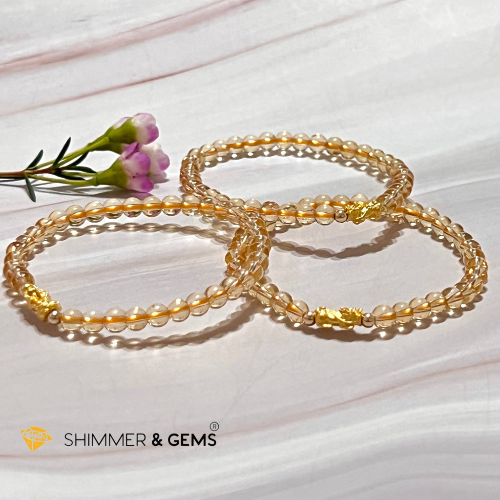 24K Pure Gold 999 Pixiu Citrine Bracelet