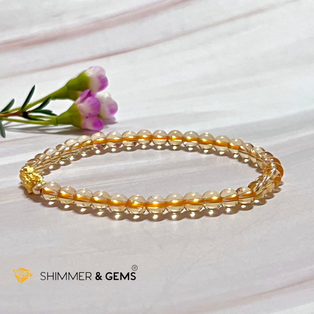 24K Pure Gold 999 Pixiu Citrine Bracelet