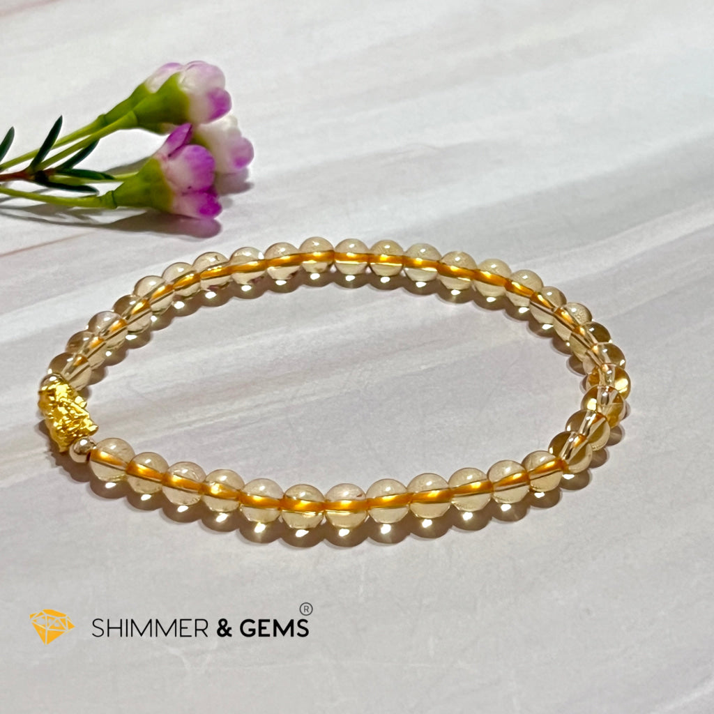24K Pure Gold 999 Pixiu Citrine Bracelet