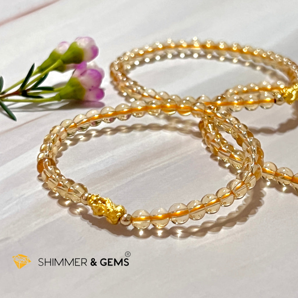 24K Pure Gold 999 Pixiu Citrine Bracelet