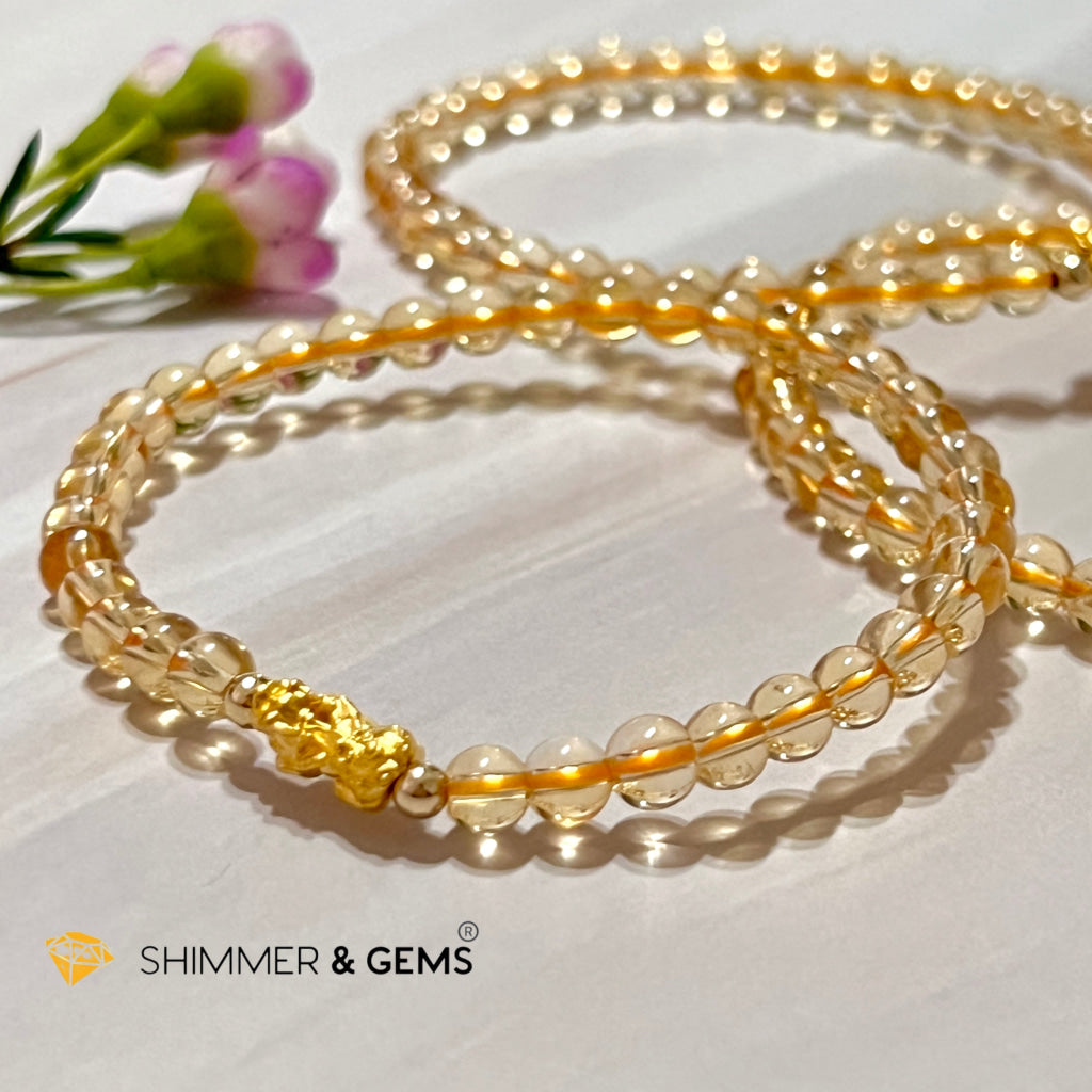 24K Pure Gold 999 Pixiu Citrine Bracelet