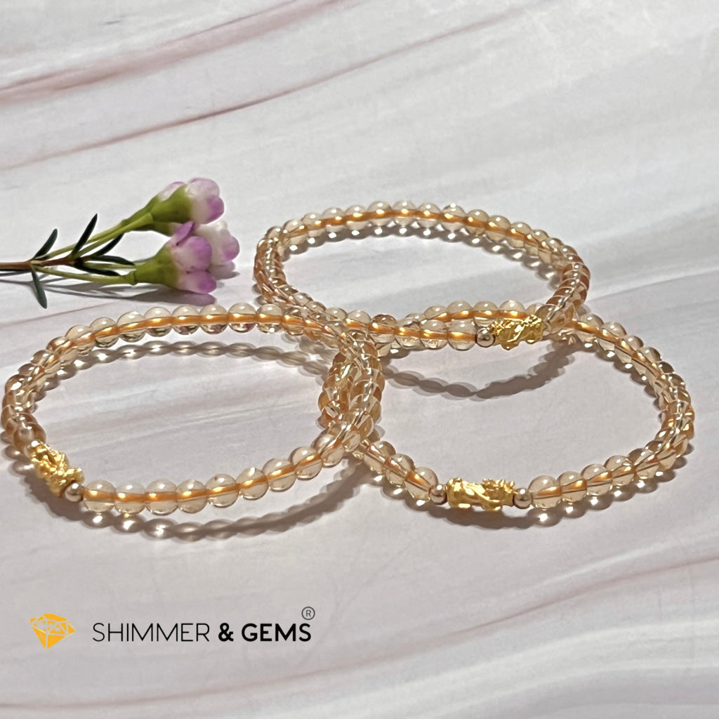 24K Pure Gold 999 Pixiu Citrine Bracelet