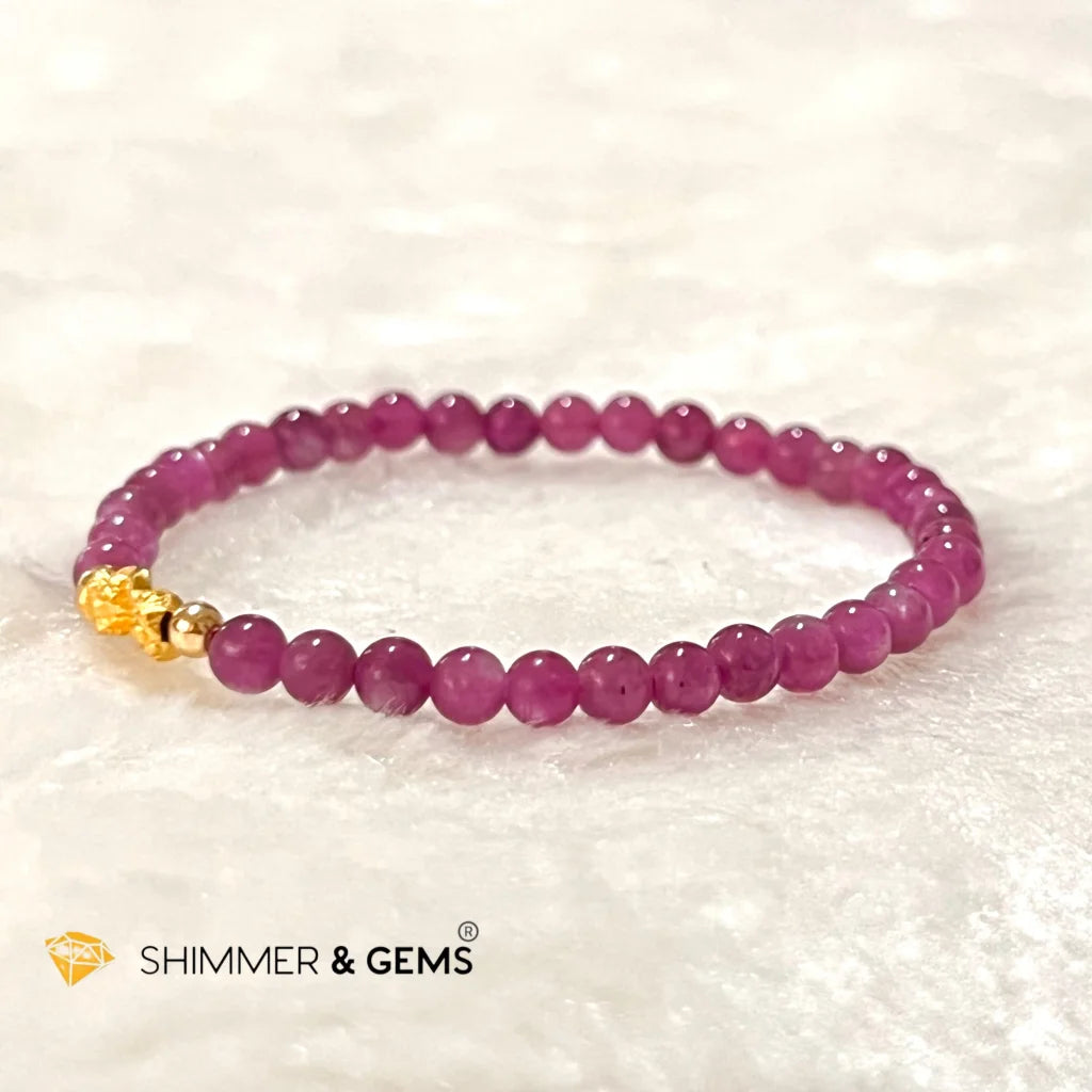 24k Pure Gold 999 Pixiu Ruby Bracelet
