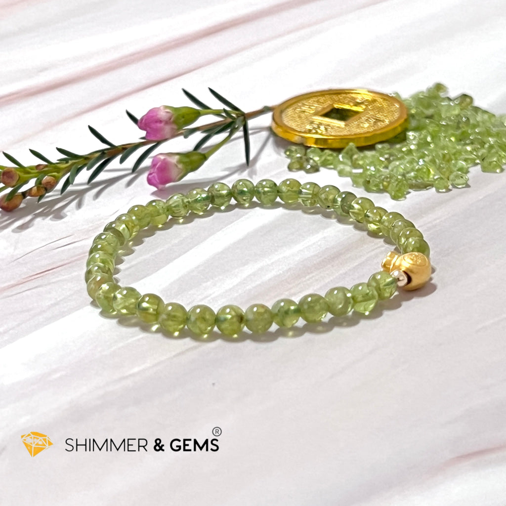 24K Pure Gold Money Bag Peridot Bracelet