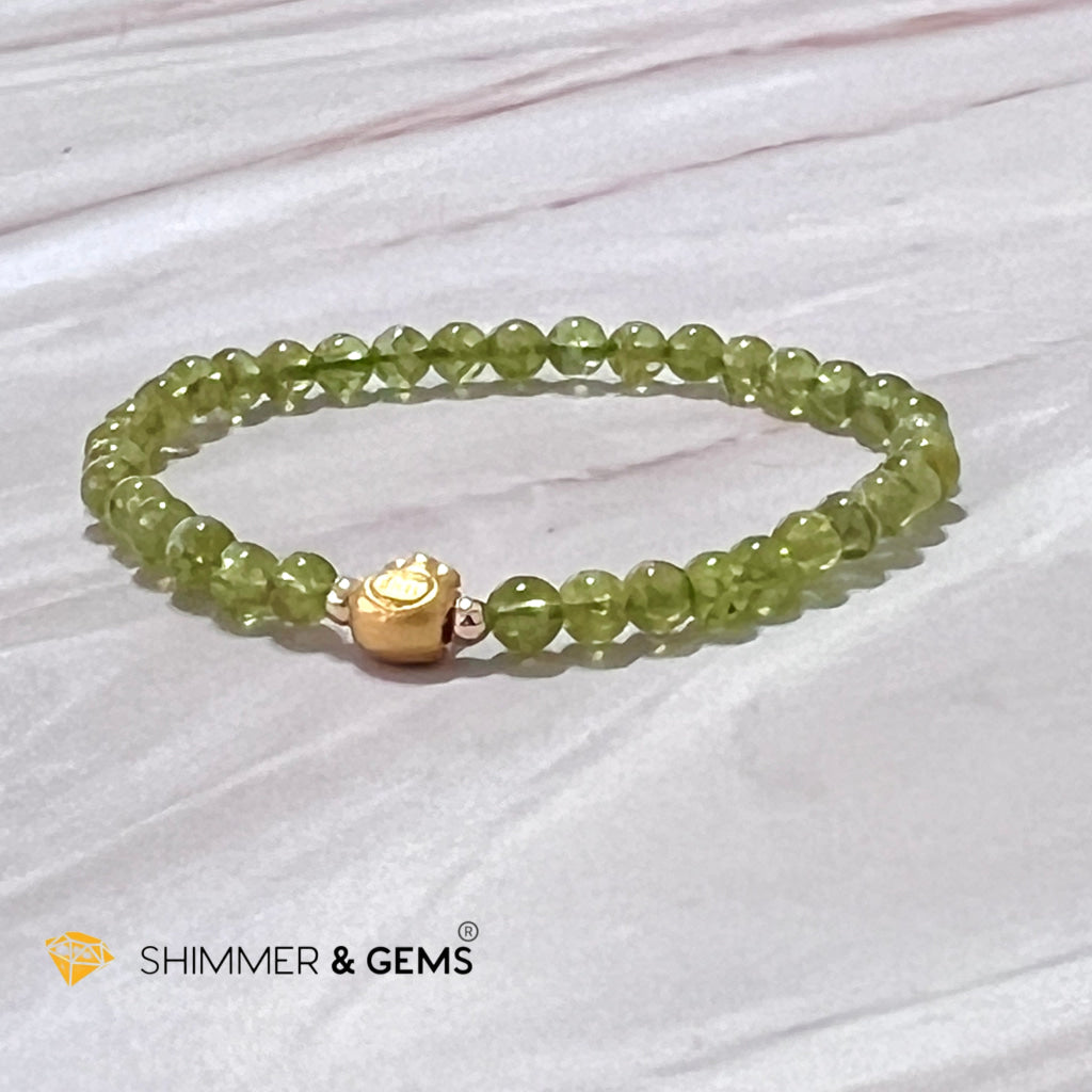 24K Pure Gold Money Bag Peridot Bracelet